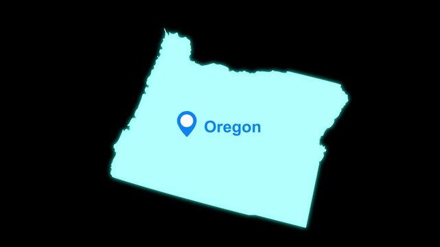Oregon State map with location pin animation