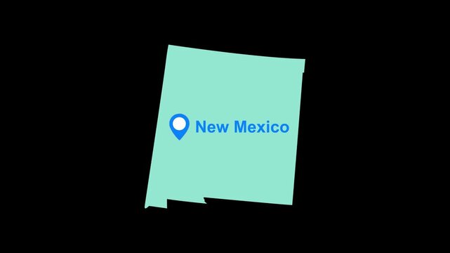 New Mexico State map with location pin animation