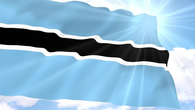 Botswana Flag Seamless Loop 4k 60fps on Sky Background