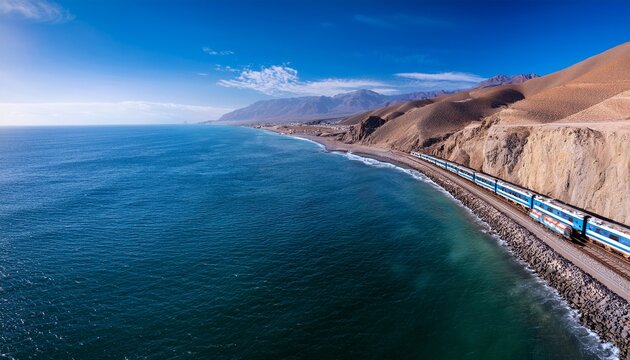 aerial view of the panamericana traveling from ica to arequipa with the pacific ocean on the right and the peruvian andes on the left