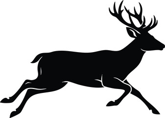 Fototapeta premium Jumping Deer Silhouette Collection – Premium Black Wildlife Vector, Leaping Deer, Elegant Forest Animal Clipart for Cricut, Laser Cutting & Craft Design