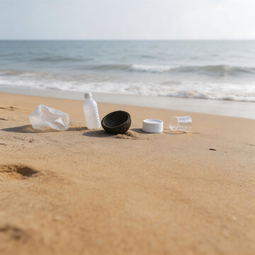 Plastic waste on beach