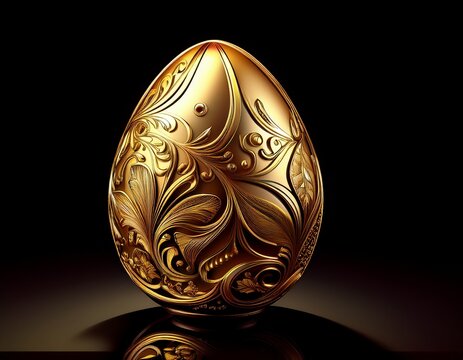 shiny golden egg isolated on black background