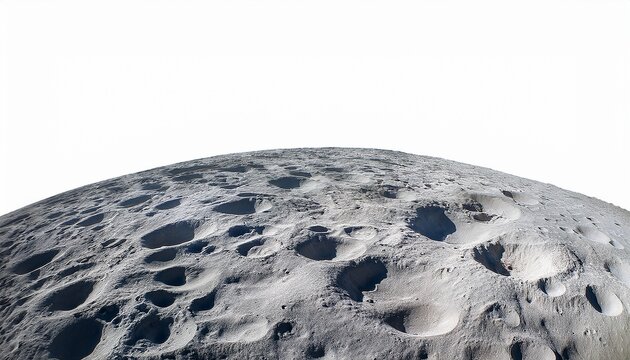 moon surface isolated on white background lunar landscape with deserted landscape and craters formed by meteor impacts