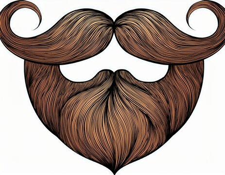 beard and swirl mustache on white