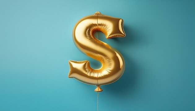 golden dollar sign balloon floats against light blue backdrop shiny symbol represents wealth currency and financial success great for ads articles and presentations on money matters