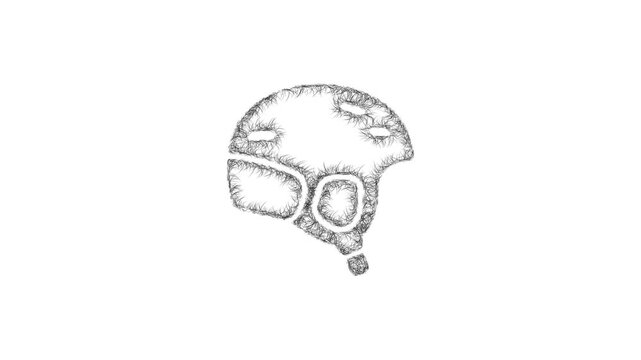 Sketch snowboard helmet icon animation - smooth progressive reveal