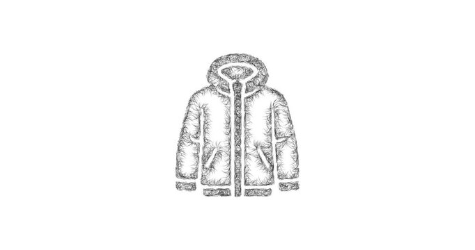 Sketch snow jacket icon animation - smooth progressive reveal