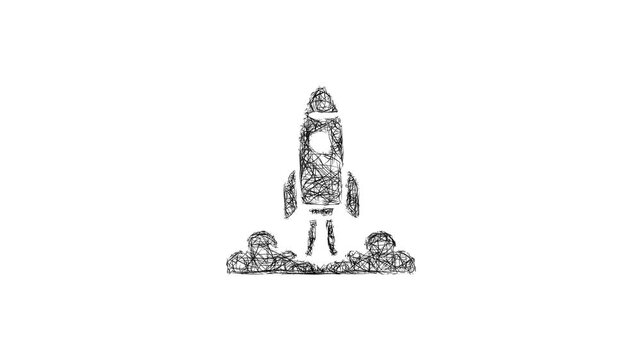 Sketch rocket launch icon animation - smooth progressive reveal