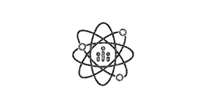 Sketch quantum computing icon animation - smooth progressive reveal