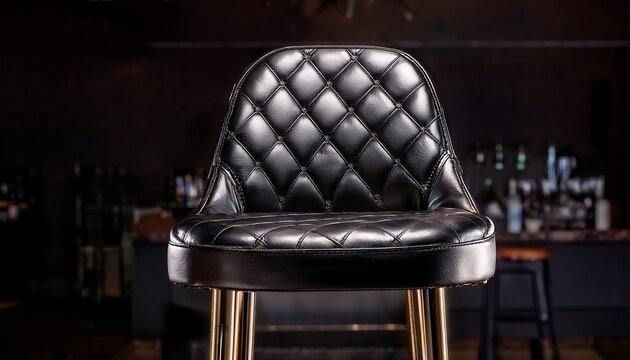 stylish bar stool with black leather and intricate diamond upholstery showcasing expert design