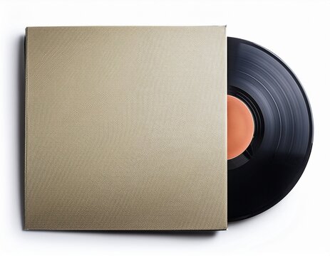 vintage vinyl record album cover and disc isolated on white background