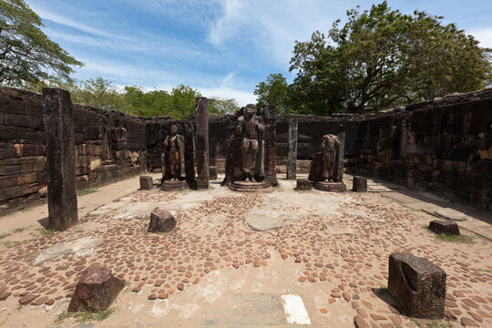 An ancient ruins. Polonnaruwa, Sri Lanka, with weathered