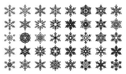 Obraz premium Charming Snowflake Vector Set with Elegant Winter Crystal Designs on White Background