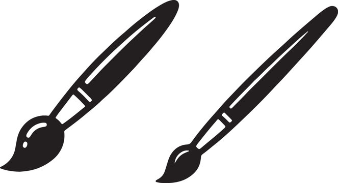 Artist paint brushes graphic icon set for drawing and painting with painting