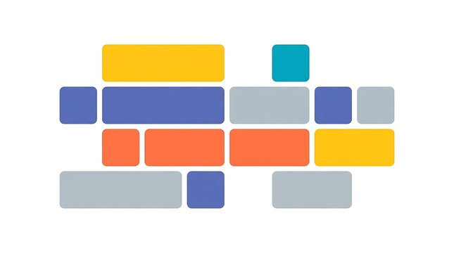 Abstract geometric composition with colorful rounded rectangles arranged in a modern minimalist grid layout design