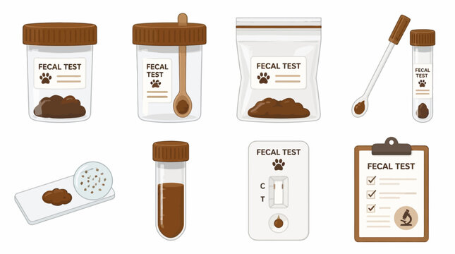 Veterinary fecal testing diagnostic equipment and samples.