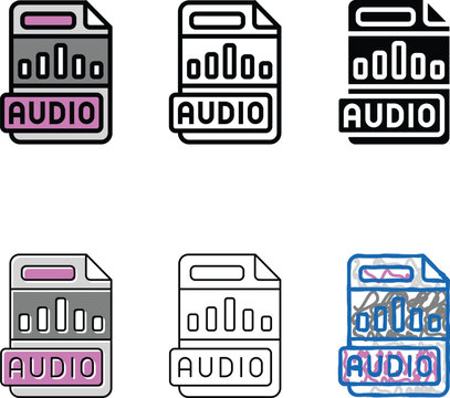 audio file format document minimal color icon vector. audio file format document sign. isolated symbol