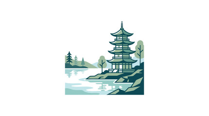 Traditional Asian Pagoda Tower Architecture. © Afif