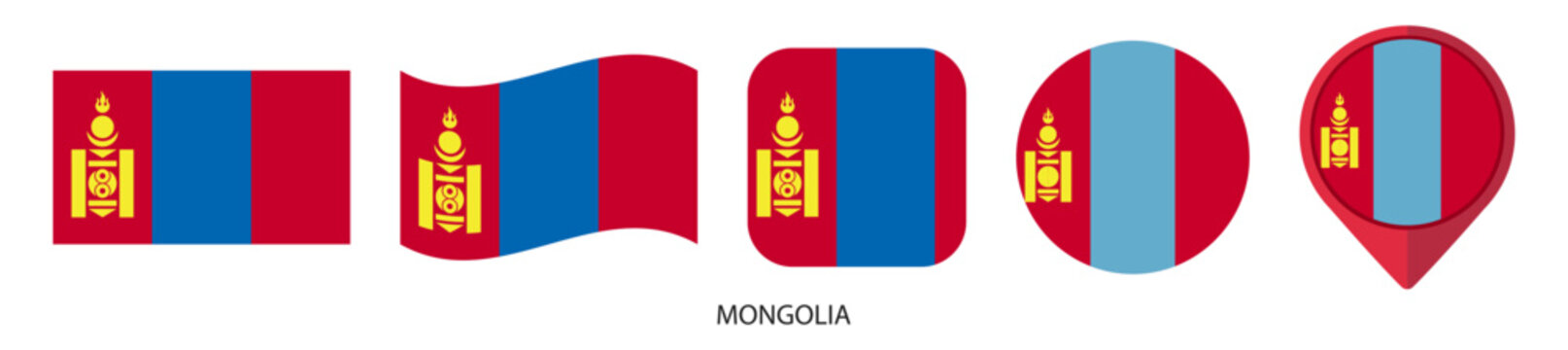 Mongolia flag icon set on transparent background