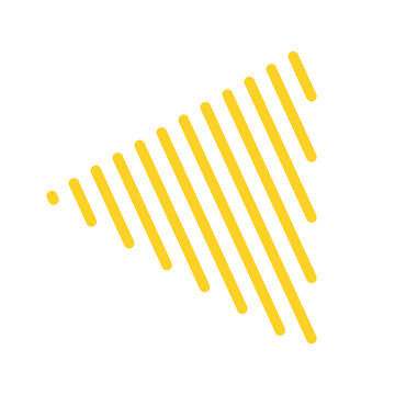 Minimalist vector illustration of a triangle formed by parallel yellow lines. Modern geometric design element isolated on a white background.