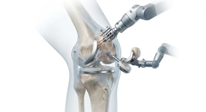 Robot Assisted Total Knee Replacement Medical Illustration