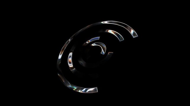 3D geometric glass shapes rendering video, Abstract glass ball turns, Liquid shape, animation in 4K. Render of rotating glass effects on a black background