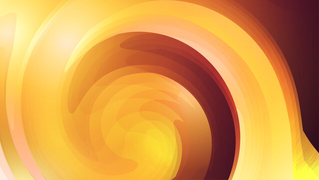 Abstract golden swirl background, dynamic orange and yellow liquid wave vector, glowing spiral motion graphic for luxury branding and energy concepts
