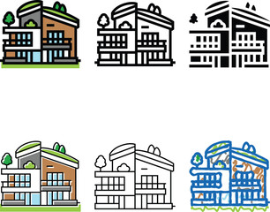 Fototapeta premium eco pack friendly architecture green building color icon vector. eco friendly architecture green building sign. isolated symbol