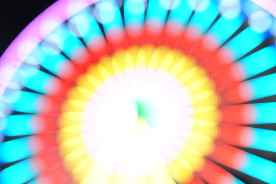 Abstract Bokeh of lights on a ferris wheel at the fair 