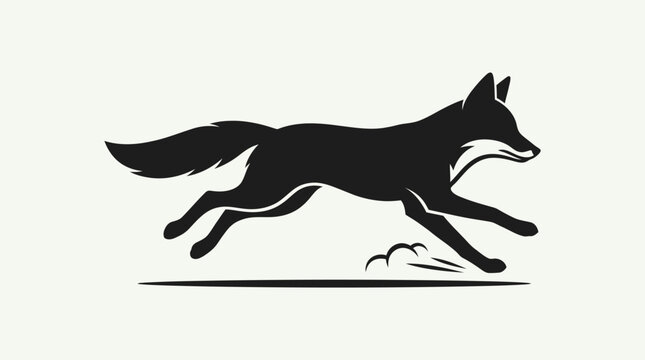 Running Fox Silhouette Vector Illustration Isolated on White Background