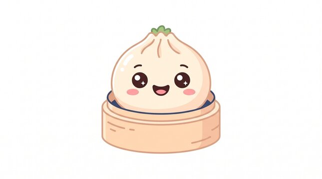 Cute cartoon dimsum dumpling character illustration