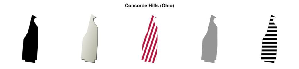 Obraz premium Concorde Hills (Ohio) blank outline map set