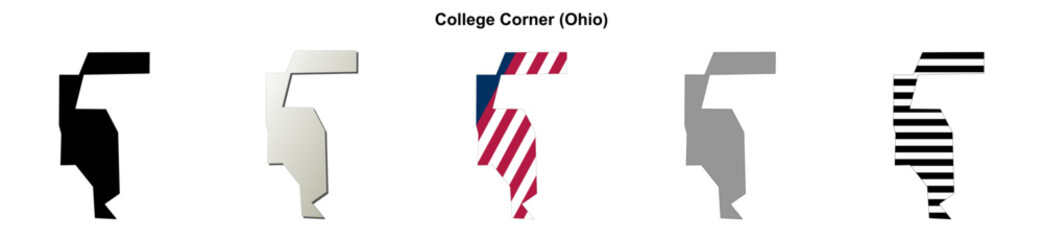 Fototapeta premium College Corner (Ohio) blank outline map set