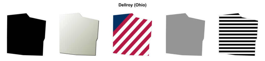 Fototapeta premium Dellroy (Ohio) blank outline map set