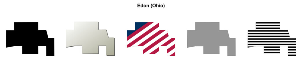 Fototapeta premium Edon (Ohio) blank outline map set