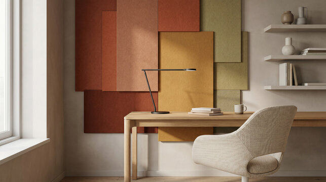Autumn Acoustic Wall Panel Look for a Modern Home Office