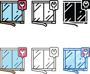 Obraz premium window frame repair color icon vector. window frame repair sign. isolated symbol looks
