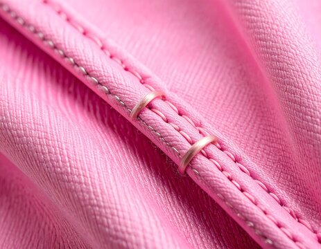 Reinforced Seam with Bar Tack Stitching on Pink Textile, Durable Garment Finishing and Sewing Craftsmanship