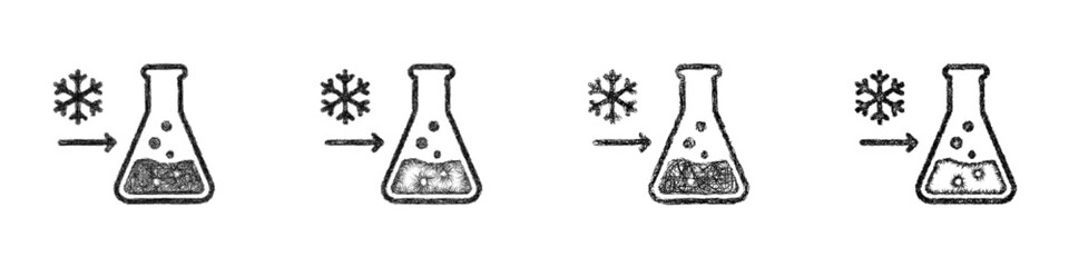 Obraz premium Monochrome sketch endothermic reaction icon design set