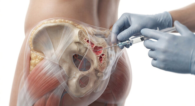 Posterior Iliac Crest Bone Marrow Aspiration Medical Illustration