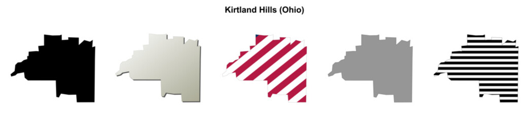 Fototapeta premium Kirtland Hills (Ohio) blank outline map set