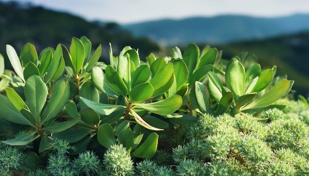 caper spurge growing outdoors with green leaves