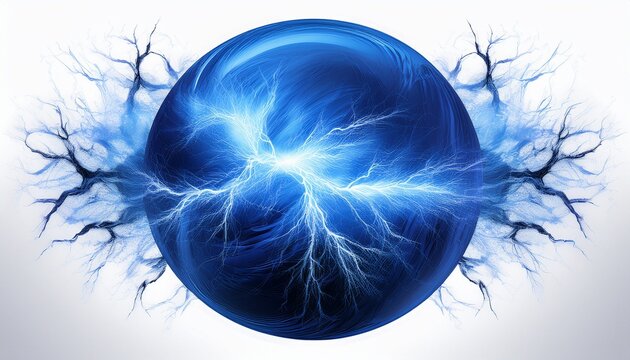 blue ball lightning on a white background abstract electric lightning strike light flash thunder spark png