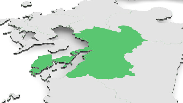 熊本県の3Dマップ 日本地図 九州地方 イラスト グラフィック素材 背景透明