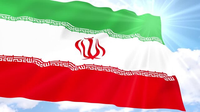 Iran Flag Seamless Loop 4k 60fps on Sky Background