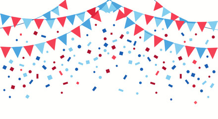 Obraz premium Party celebration background with bunting flags and confetti