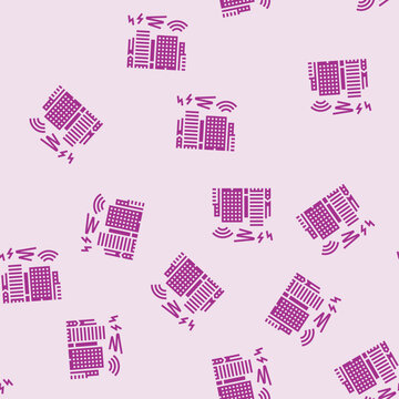 cityscape buildings surrounded by sound waves vector glyph seamless pattern cityscape buildings surrounded by sound waves sign illustration