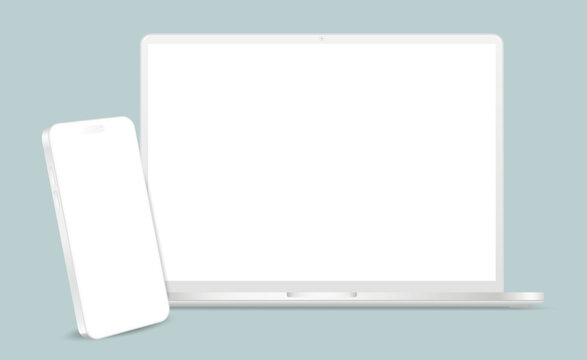 Mobile Phone and Laptop Computer Clay Mockup