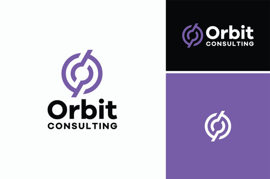 Initial Letter O with Circular Lines and Slash Simple Modern Logo Design